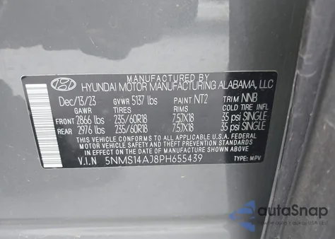 2023 Hyundai Santa Fe Se from USA, damaged, VIN 5NMS14AJ8PH655439